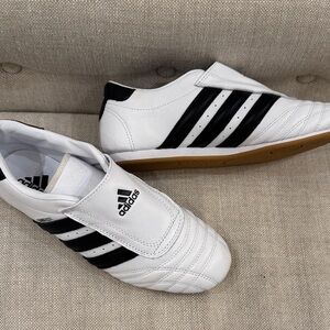 Adidas Women’s White Sneakers with Black Stripes